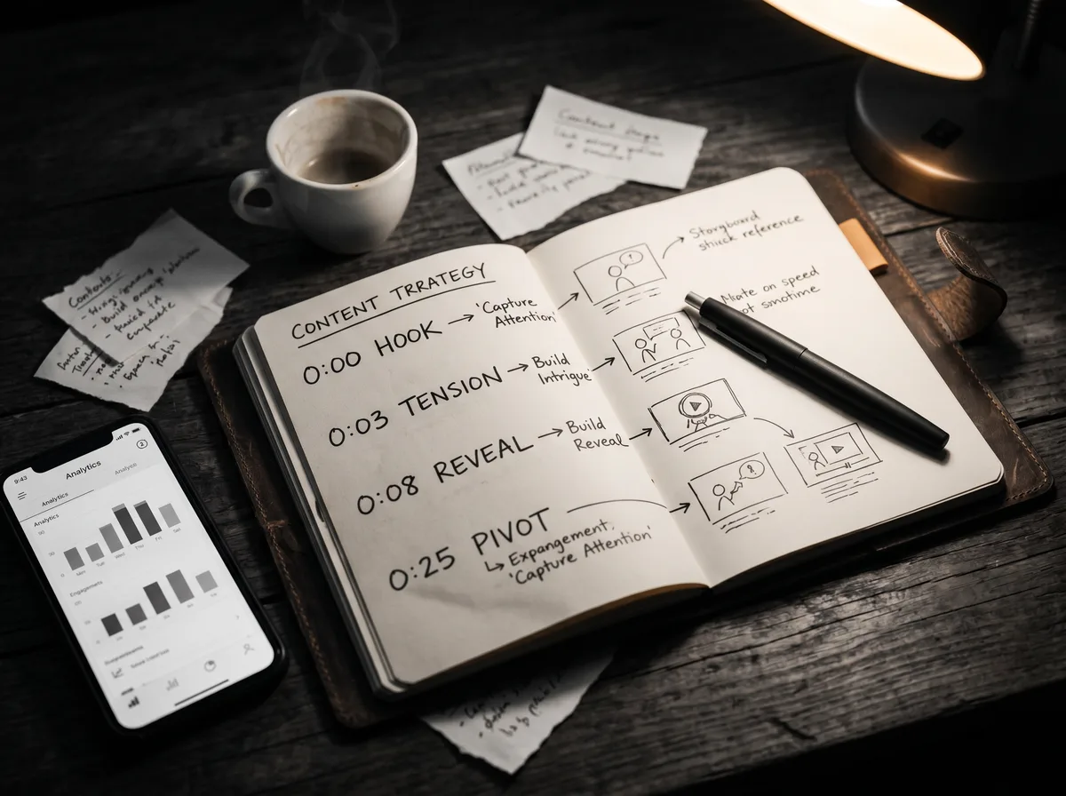 Content strategy planning session with handwritten notes